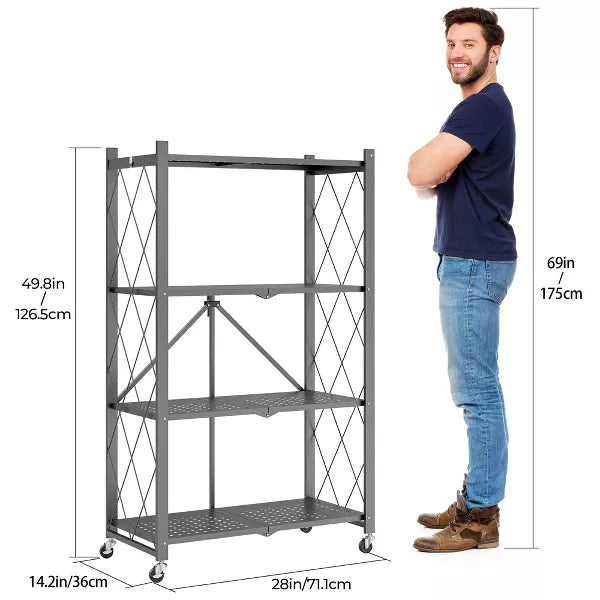 4-Tier Storage Shelves Foldable metal shelves Garage Shelving Units