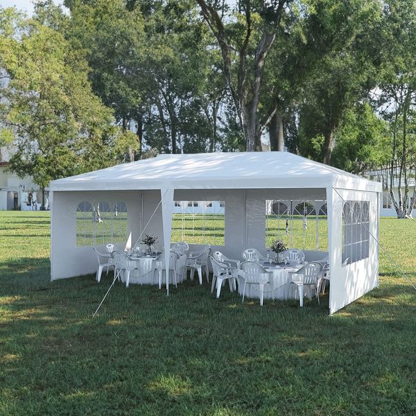 10'x20' Canopy Tent Heavy Duty Wedding Party Tent Outdoor Canopy for Camping Events White