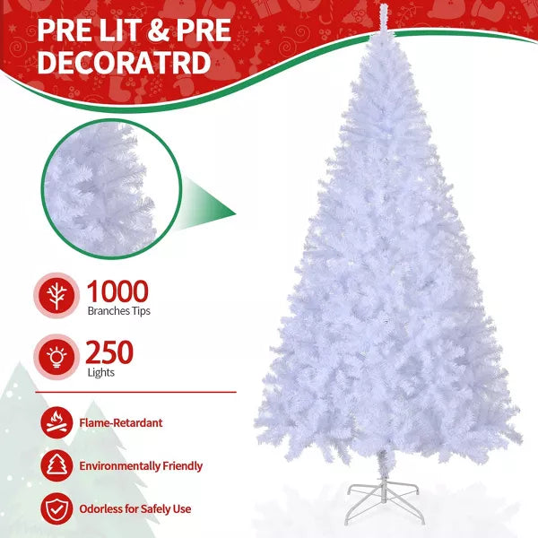6ft Premium Hinged Artificial Christmas Tree with 1000 Branch Tips and Sturdy Metal Base