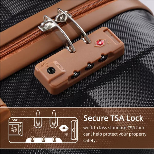 3pc Hardside Checked Spinner Luggage Set