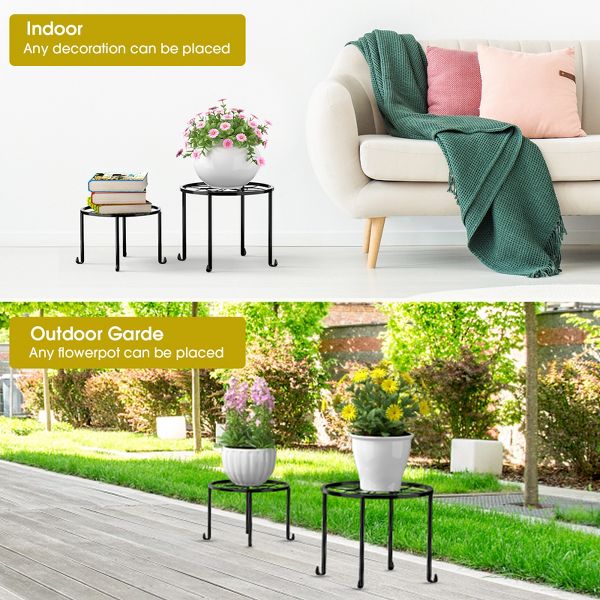 Set of 5 Metal Plant Stands Flowerpot Holders Indoor Outdoor