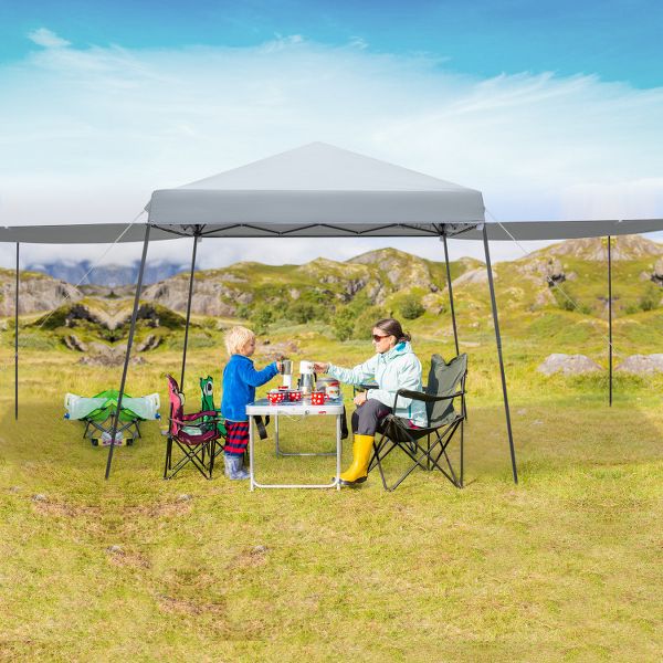 10x10FT Patio Instant Pop-Up Canopy Tent with Sidewalls & Awnings - Outdoor, Gray