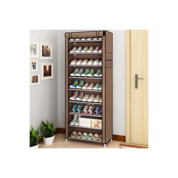 10 Tier Shoe Rack Dustproof Cover Free Standing Organizer for Entryway Closet