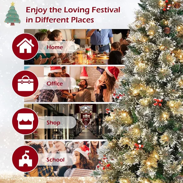 6.5ft Pre-Lit Premium Pine Artificial Christmas Tree with 250 LED Lights