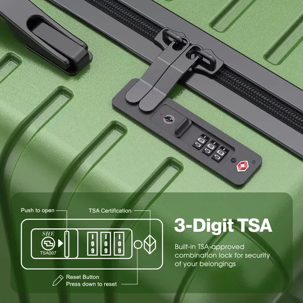 3 Piece Hard shell Luggage Sets Checked Spinner Luggage Set with YKK Zipper and TSA Lock