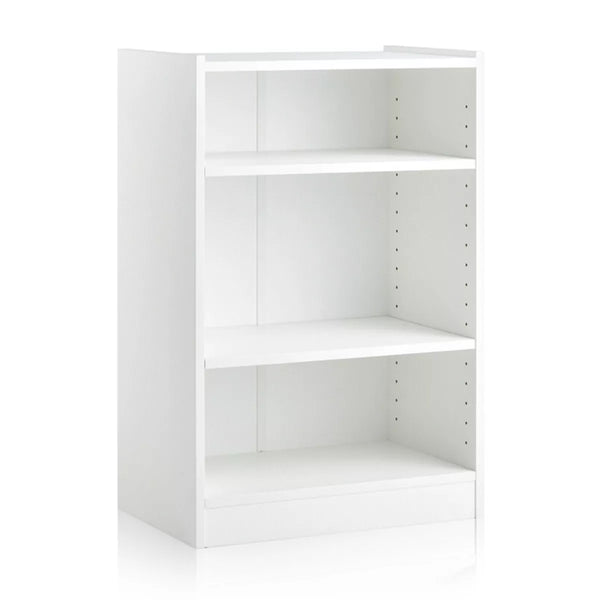 3-Tier White Wood Pantry Organizer Bookcase Open Display Rack Cabinet with Adjustable Shelves