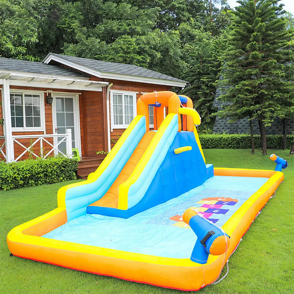 Inflatable Water Slide Kids Splash Pool with Blower