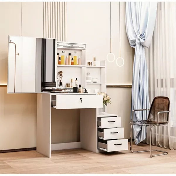 4 Drawers Vanity Desk with Mirror