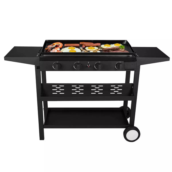 4-Burner 32000 BTU Griddle Propane Gas Grill with Side Board