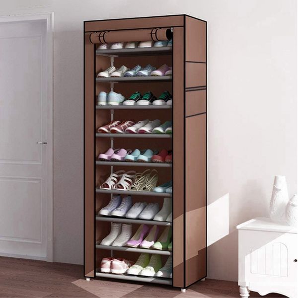 10 Tier Shoe Rack Dustproof Cover Free Standing Organizer for Entryway Closet