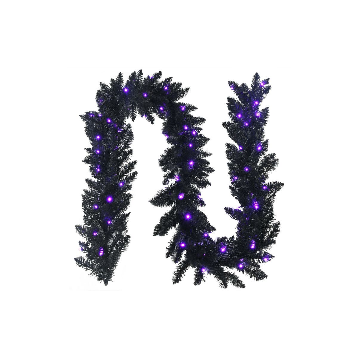 9ft Pre-Lit Festive Garland with 50 Purple LED Lights for Christmas & Halloween