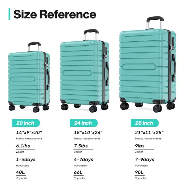 3 Piece Hard shell Luggage Sets Checked Spinner Luggage Set with YKK Zipper and TSA Lock