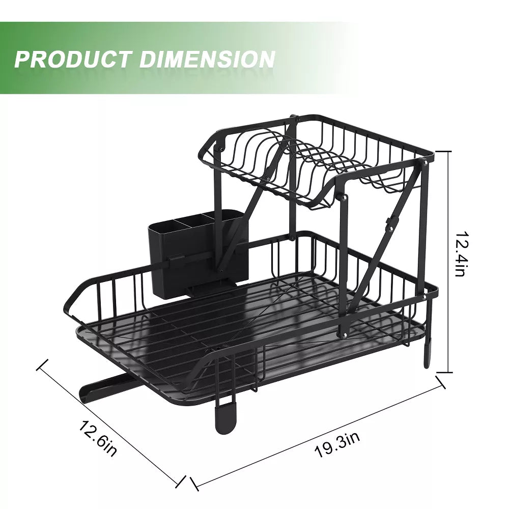 Dish Drying Rack Collapsible 2 Tier Dish Rack