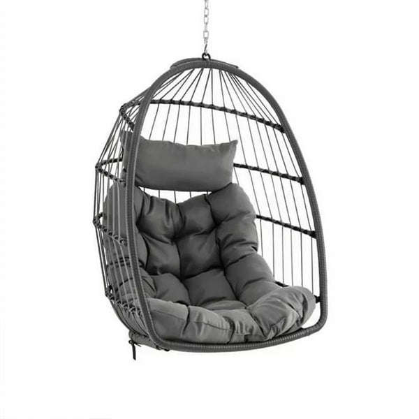 Hanging Wicker Egg Chair with Cushion, Without Stand