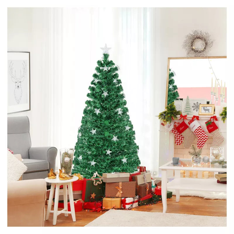 5ft Fiber Optic Christmas Tree Pre-Lit with Warm White Lights