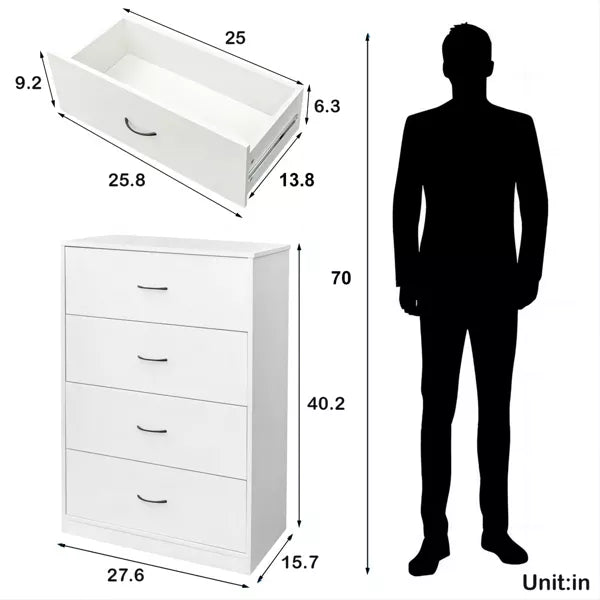4 Drawer Dresser Wood Storage Cabinet Large drawers