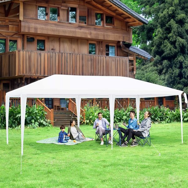 10'x20' Canopy Tent Heavy Duty Wedding Party Tent Outdoor Canopy for Camping Events White