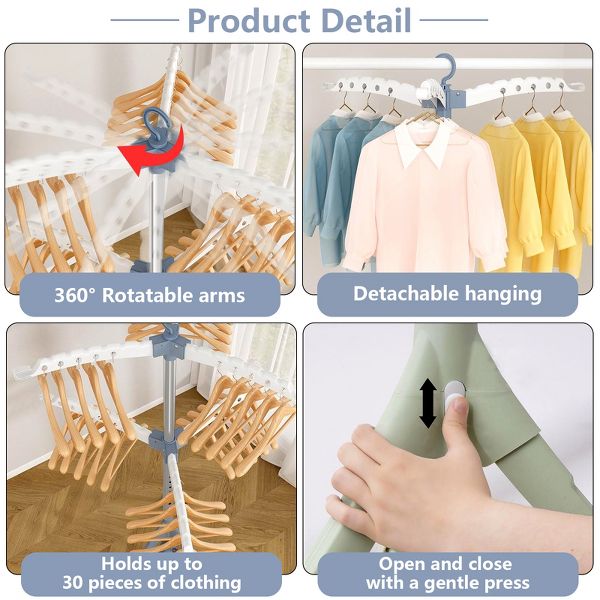 Clothes Drying Rack Portable Folding Dryer Hanger Drying Stand for Clothes