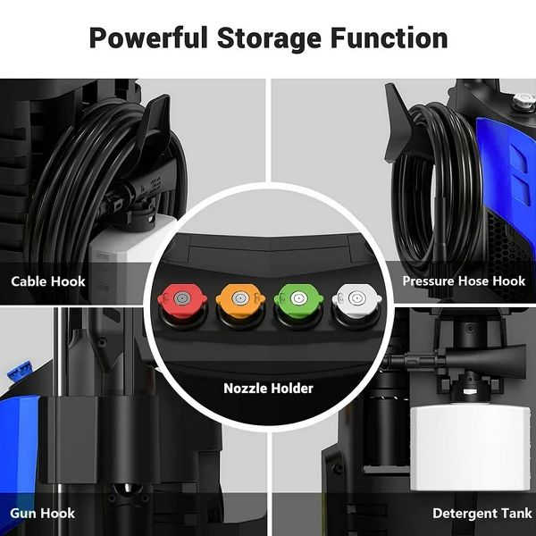Electric Pressure Washer 3500 PSI 2.5 GPM with 360¡ã Wheels 4 Nozzles Foam Cannon for Cars Patios Driveways Blue