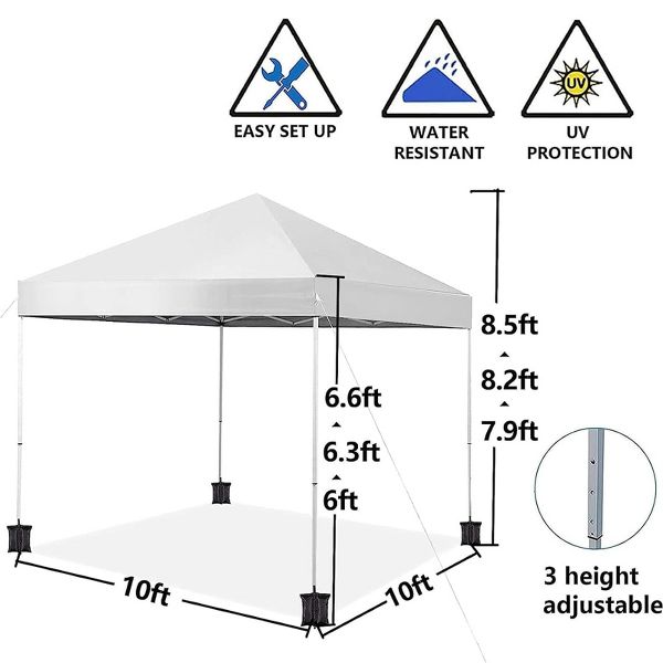 Patio 10' x10' Pop Up Canopy Folding Tent Sun Shelter UV50+ with 4 Sandbags