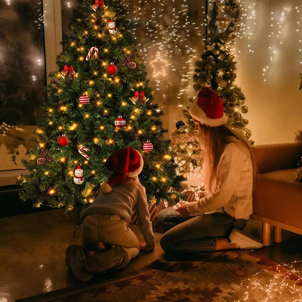 7.5Ft Artificial Christmas Tree with 1405 Branches and 400 Warm LED Lights