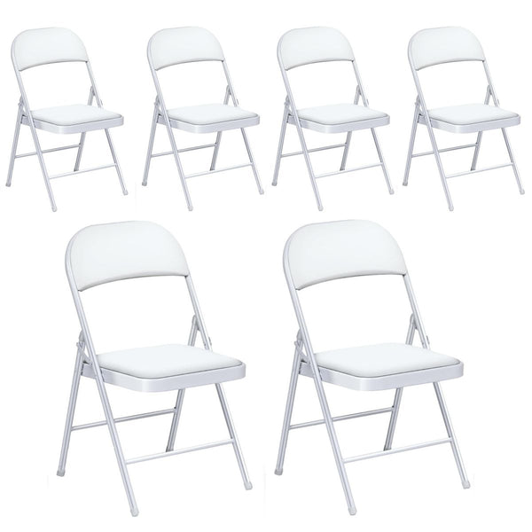 6 Pack Folding Chairs Portable Padded Office Kitchen Dining Chairs