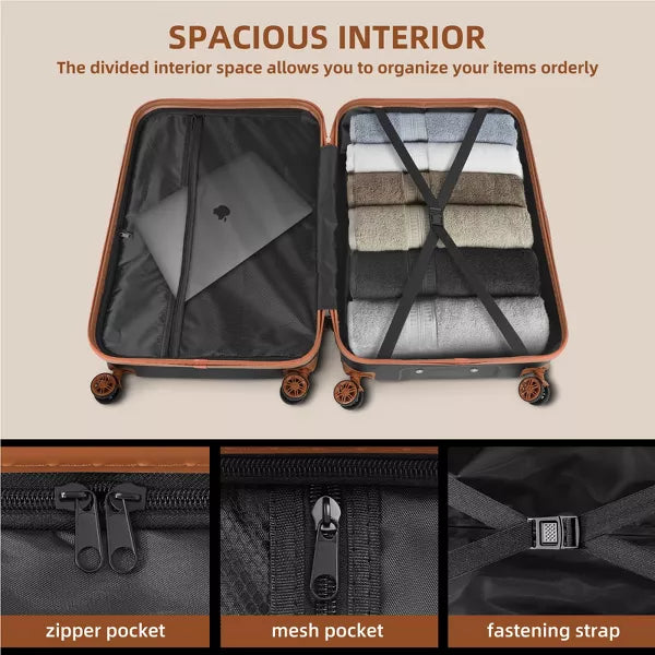 3pc Hardside Checked Spinner Luggage Set