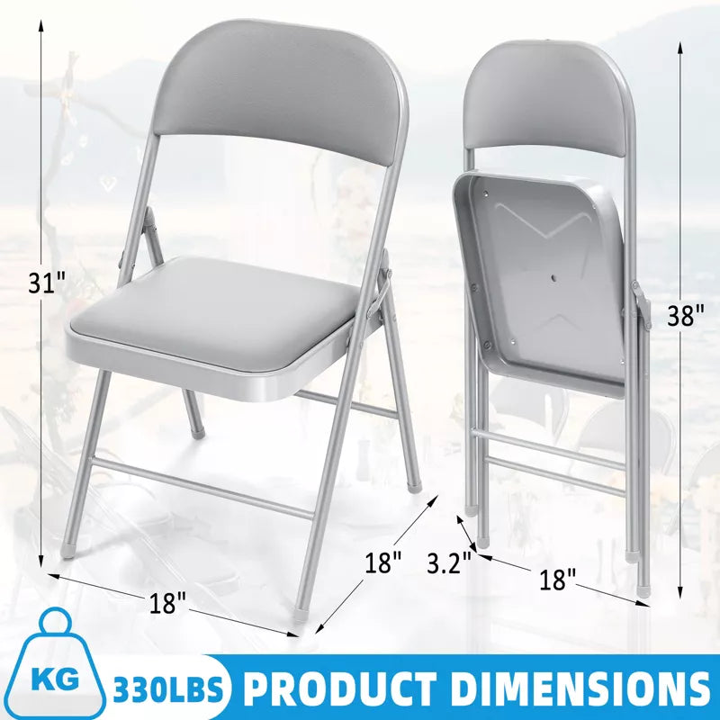 6 Pack Folding Chairs Portable Padded Office Kitchen Dining Chairs