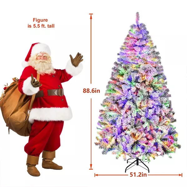 7.5ft Pre-lit Artificial Christmas Tree with 550 Remote-controlled Multi-Color Lights and 1405 Branch Tips