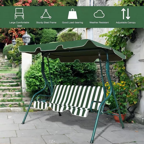 3-Seat Patio Swing Glider Chair with Canopy
