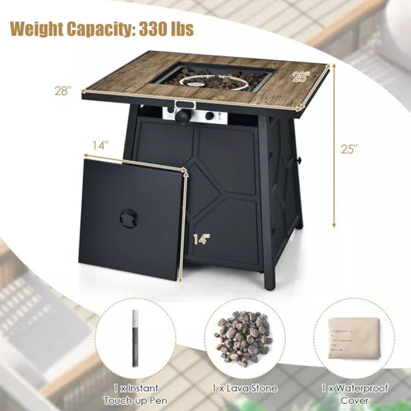 28 in. 40,000 BTU Steel Propane Fire Pit Table with Cover