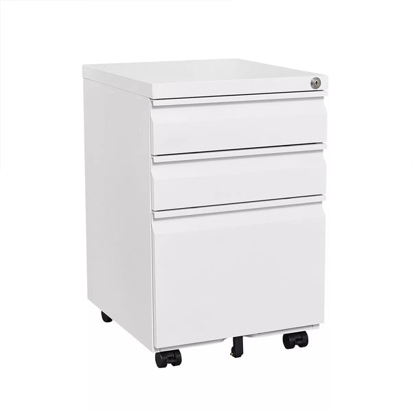 3-Drawer Mobile File Cabinet Lockable Metal Storage for Files