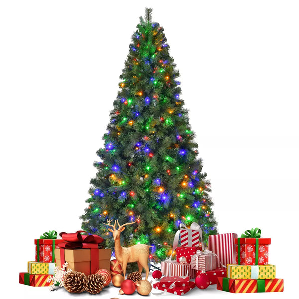 7FT Pre-Lit Artificial Christmas Tree with 400 Multi-Color LED Lights and 1306 Branch Tips