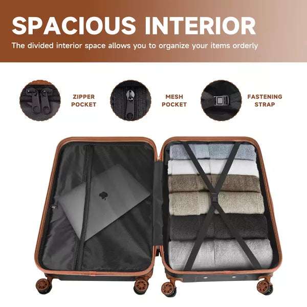 3 Piece Hardshell Luggage Sets Checked Spinner Luggage Set with TSA Lock