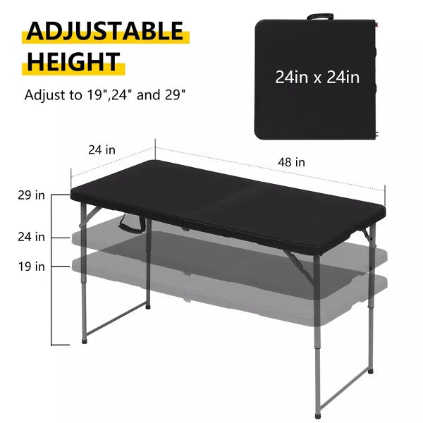 4ft Folding Table Adjustable Height Camping Table