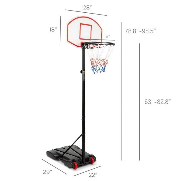 Portable Basketball Hoop System 5.2-7 FT Adjustable Kid Indoor Outdoor W/ Wheels
