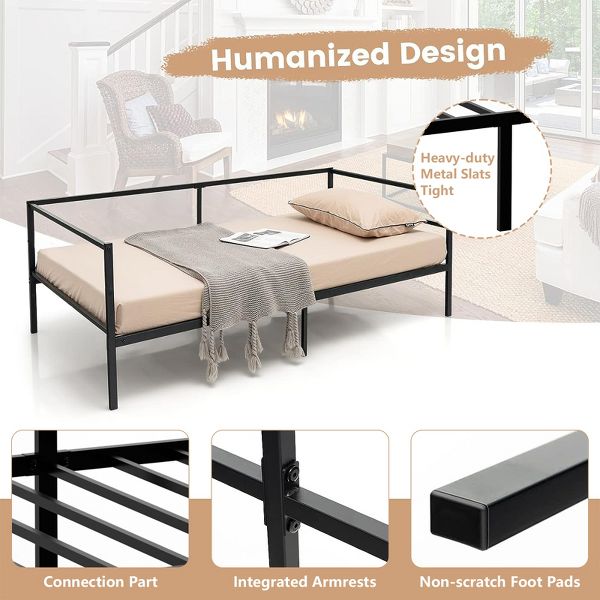 Platform Bed Frame Quick Lock Steel Support Twin Daybed Frame
