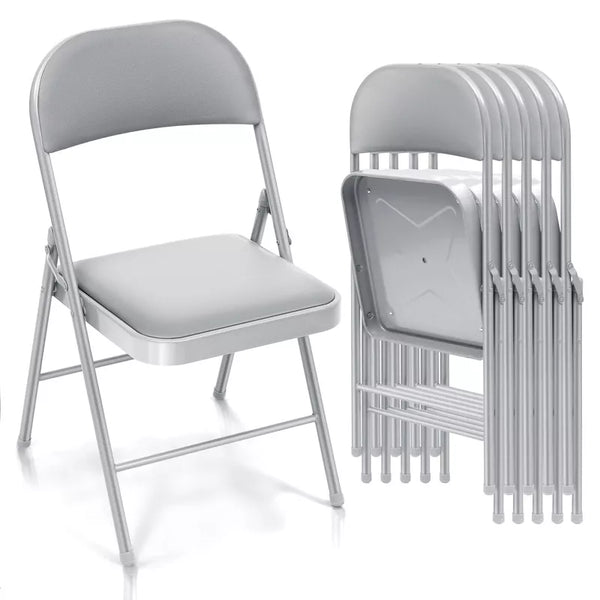 6 Pack Folding Chairs Portable Padded Office Kitchen Dining Chairs