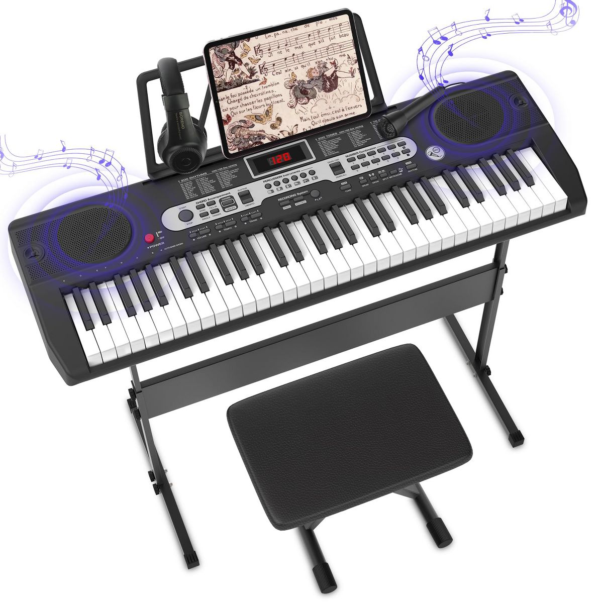 Electric Keyboard Piano W/Lighted Keys for Beginners