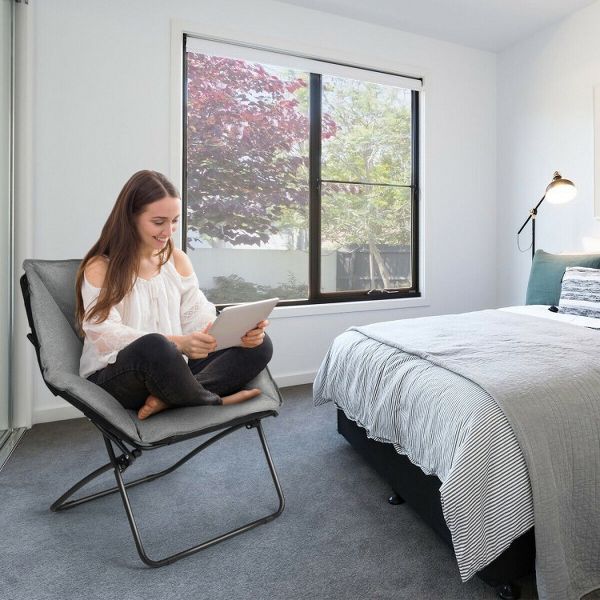 Oversized Leisure Camping Chair - Foldable & Sturdy Iron Frame for Comfort