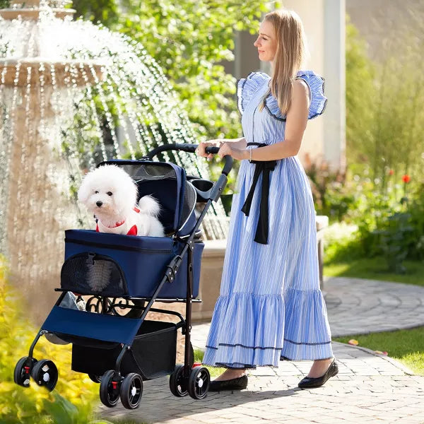 3-In-1 Pet Stroller Foldable Dog Cat with Removable Car Seat Carrier