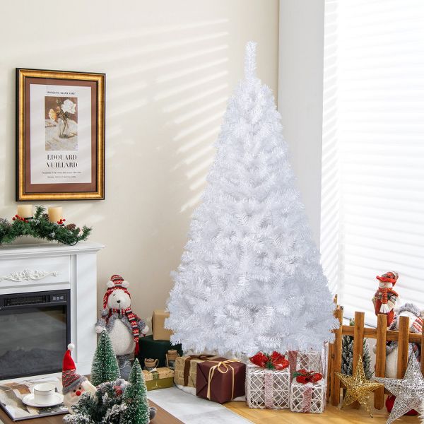 6ft Elegant White Artificial Christmas Tree with Sturdy Stand
