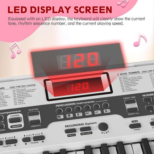 Electric Keyboard Piano W/Lighted Keys for Beginners