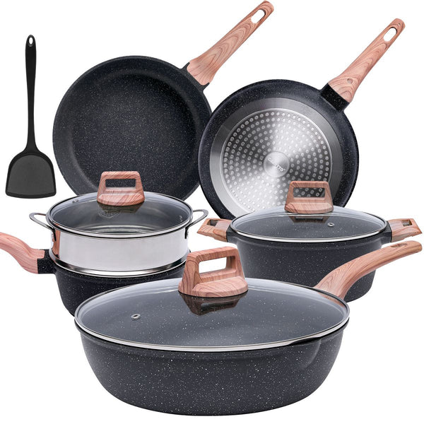 10pc Nonstick Ceramic Cookware Set Granite Coated Pots and Pans