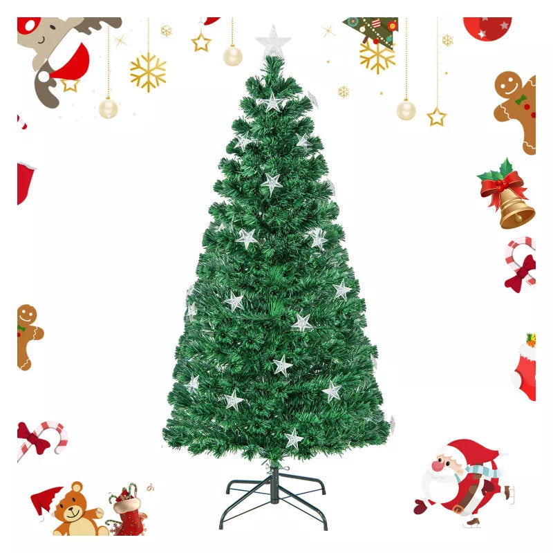 5ft Fiber Optic Christmas Tree Pre-Lit with Warm White Lights