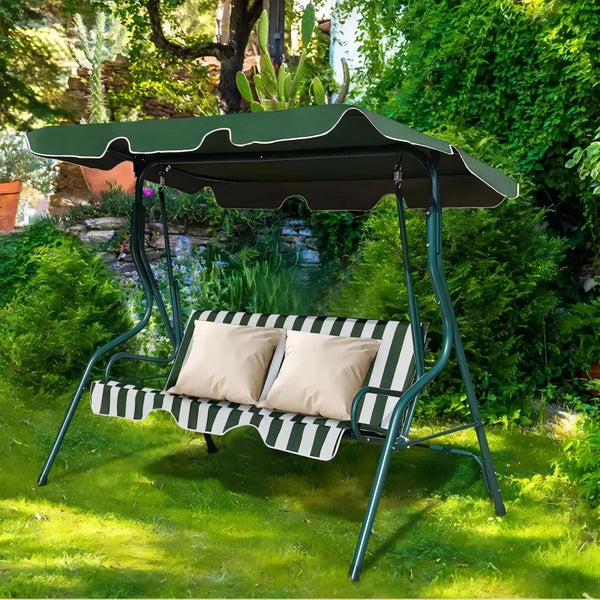 3-Seat Patio Swing Glider Chair with Canopy