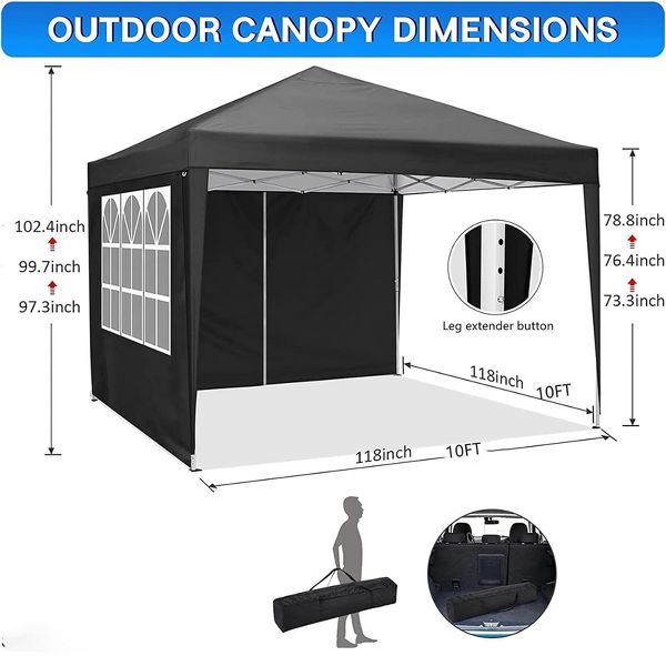 10' x10' Canopy Tent Instant Pop-Up Canopy Folding Tent Sun Shelter UV50+