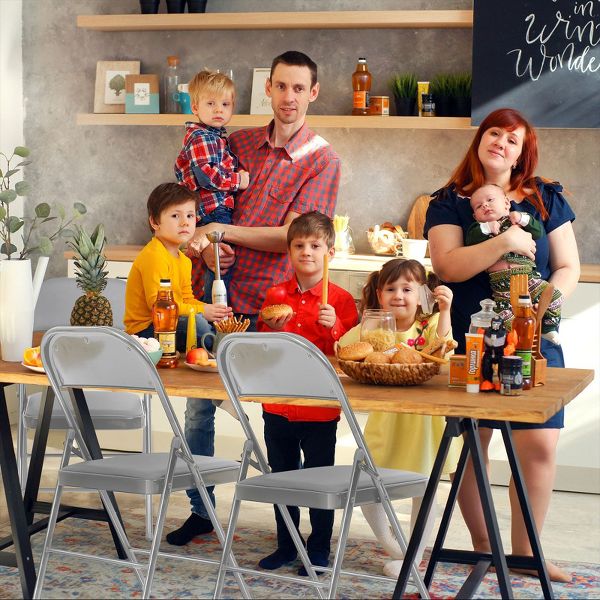 4 Pack Folding Chairs Portable Dining Chairs with Padded Seat