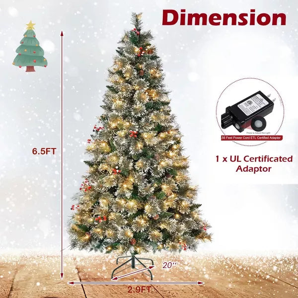 6.5ft Pre-Lit Premium Pine Artificial Christmas Tree with 250 LED Lights