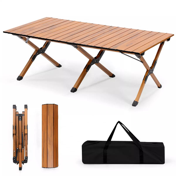 Heavy-Duty Aluminum Camping Table Folding Picnic Table with Carry Bag